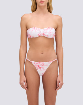 IONI - HAUT DE BIKINI BANDEAU À MOTIF ROSE DE JOIE