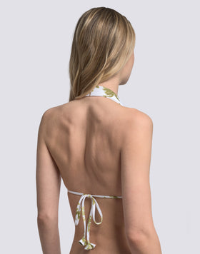 AMERICAN TRIANGLE BIKINI TOP WITH TASSELS AND BOTANICAL PRINT