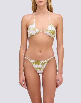 BIKINI TOP WITH ADJUSTABLE STRAPS AND BOTANICAL PRINT TASSELS