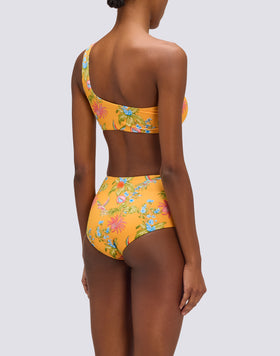 SWEET PARROT PRINT ONE-SHOULDER BIKINI TOP