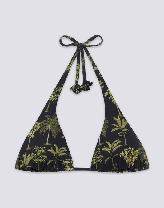 AMERICAN TRIANGLE BIKINI TOP WITH TASSELS AND BOTANICAL PRINT