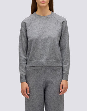 FELPA DONNA A GIROCOLLO IN MAGLIERIA CON LOGO RICAMATO