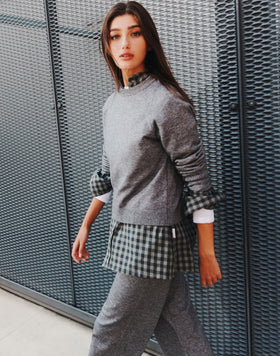 FELPA DONNA A GIROCOLLO IN MAGLIERIA CON LOGO RICAMATO