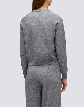 FELPA DONNA A GIROCOLLO IN MAGLIERIA CON LOGO RICAMATO