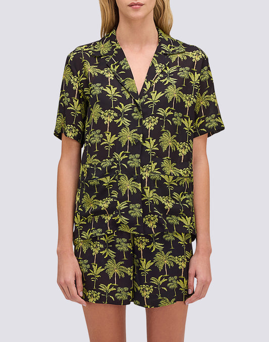 CHEMISE POUR FEMME DE STYLE BOWLING AVEC IMPRIMÉ BOTANIC