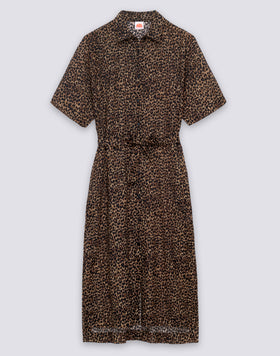 WOMEN'S ANIMAL PRINT SHIRT DRESS WITH REMOVABLE BELT