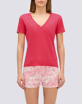 T-SHIRT DONNA A MEZZE MANICHE IN LINO