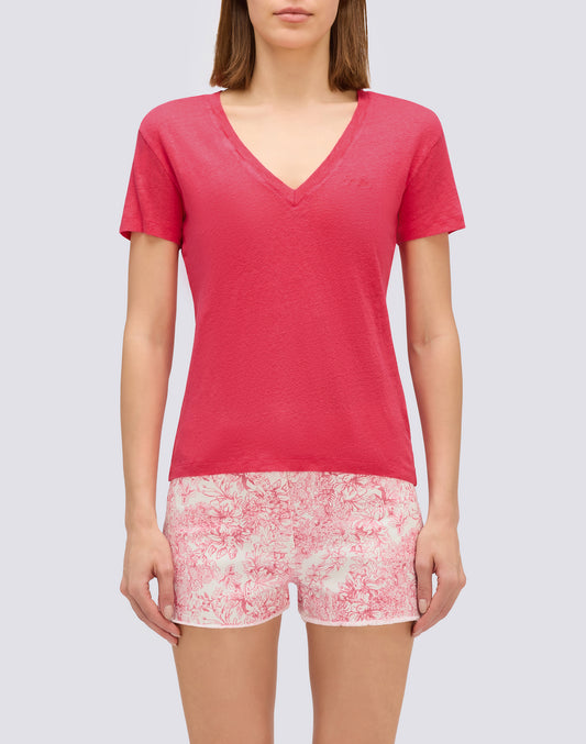 T-SHIRT DONNA A MEZZE MANICHE IN LINO