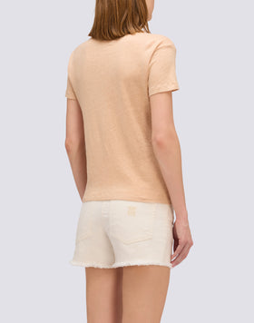 HALF-SLEEVED LINEN T-SHIRT
