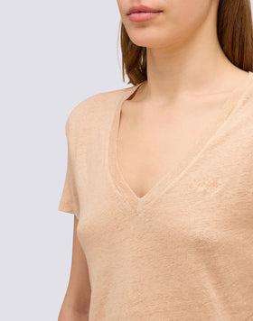 HALF-SLEEVED LINEN T-SHIRT