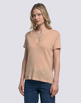 HALF-SLEEVED LINEN T-SHIRT