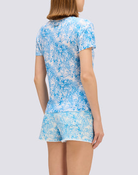 T-SHIRT EN LIN À MANCHES COURTES AVEC IMPRIMÉ FLEUR DE JOIE