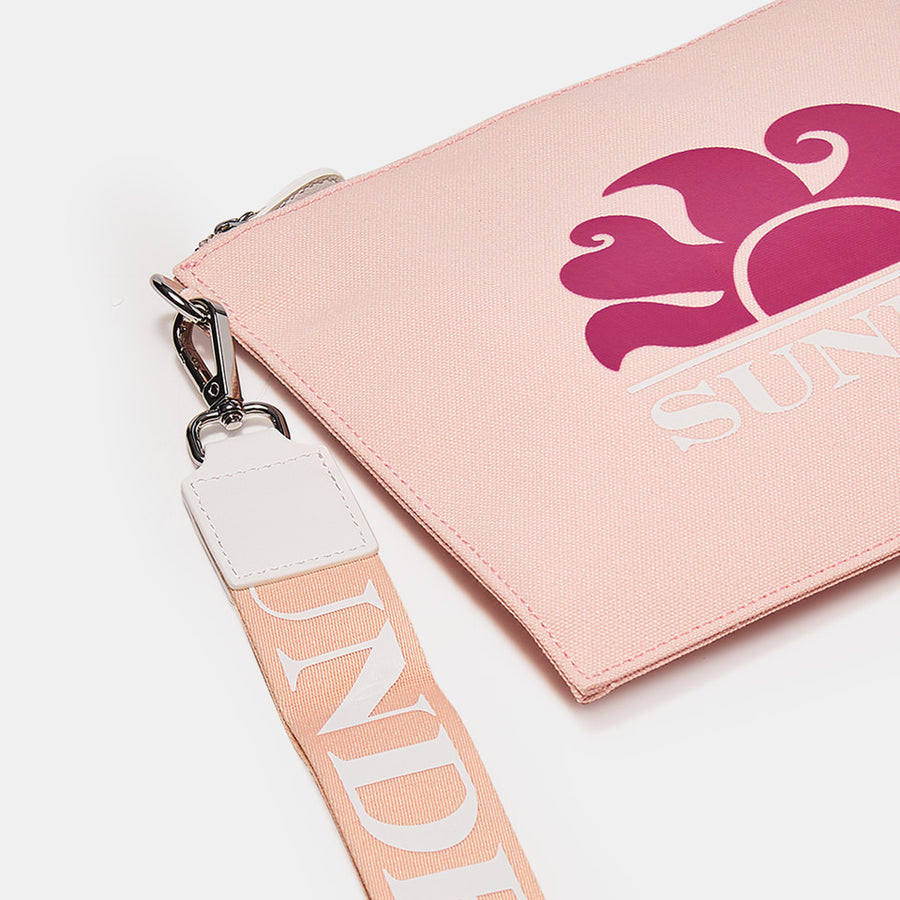 Pink Rose Printed Clutch Bag