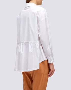 CAMICIA IN POPELINE CON RITAGLIO ARRICCIATO