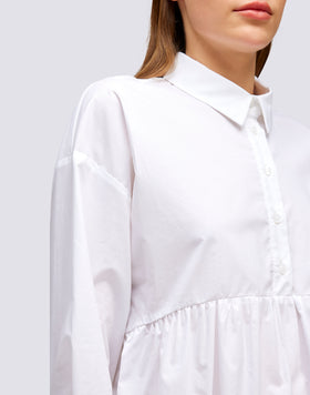 CAMICIA IN POPELINE CON RITAGLIO ARRICCIATO