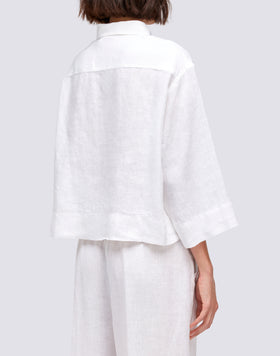 CAMISA CORTA DE LINO CON MAXI BOLSILLO