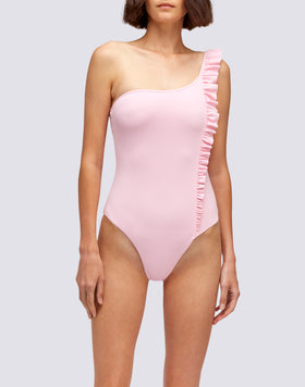 LILLIBETH - ONE-SHOULDER PIQUET ONE-PIECE SWIMSUIT