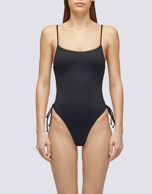 SQUARED NECK SWIMSUIT WITH COULISSE