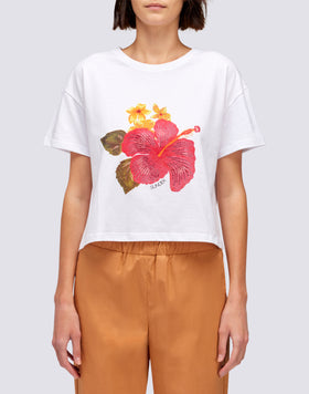 T-SHIRT DONNA TAGLIO CROP CON STRASS