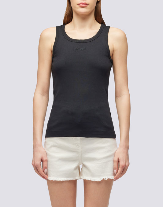 RIBBED TANK TOP WITH EMBROIDERED LOGO
