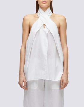 TOP IN POPELINE TINTA UNITA