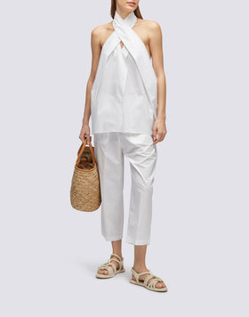 TOP IN POPELINE TINTA UNITA