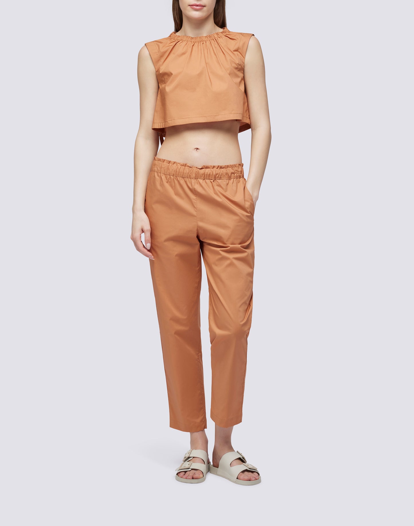 POPLIN PANTS WITH ELASTIC WAIST