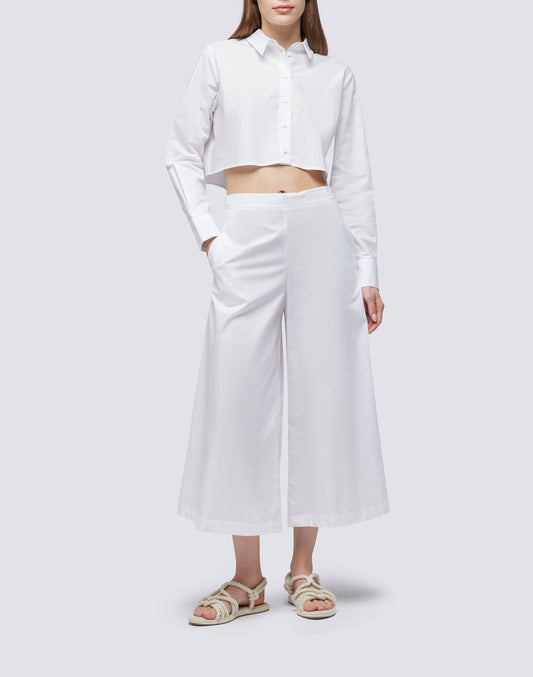 HIGH WAIST PALAZZO PANTS IN POPLIN