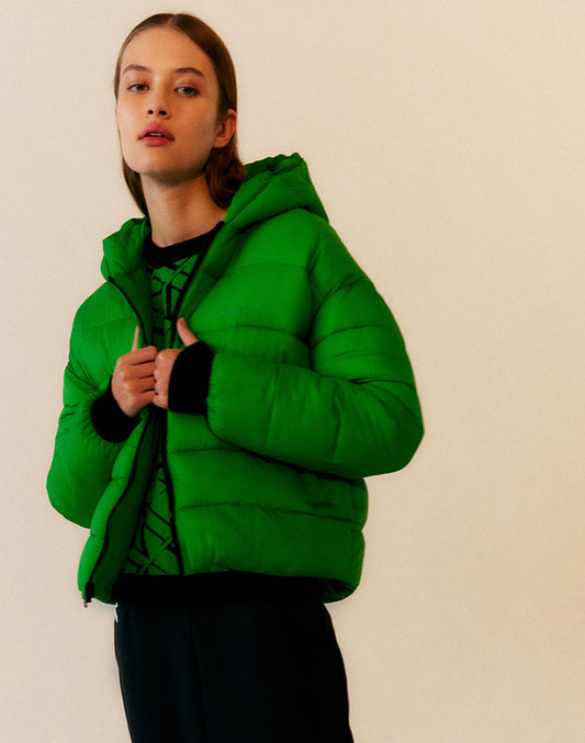 CROPPED REVERSIBLE DOWN JACKET WITH HOOD
