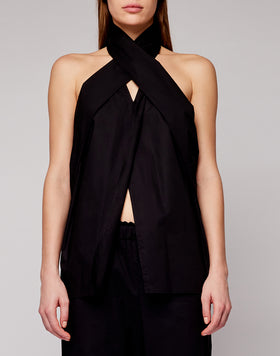 TOP IN POPELINE TINTA UNITA