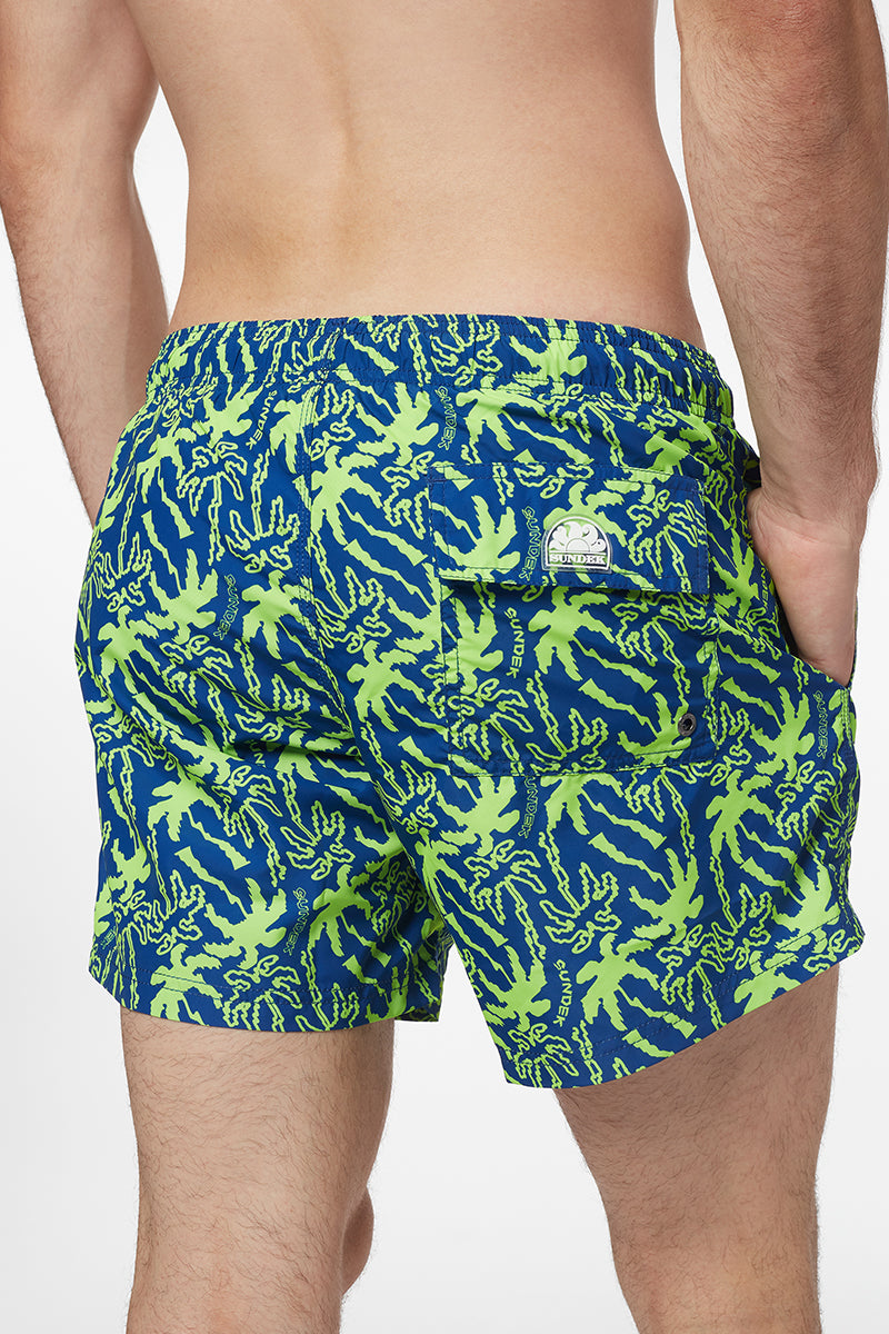 BOARDSHORT WITH ELASTICATED WAIST WITH FREAKY PALM PRINT