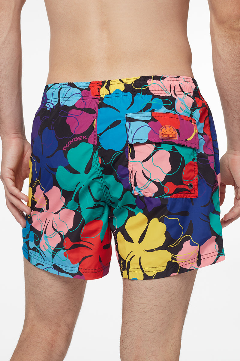 SHORT DE BAIN COURT À TAILLE ÉLASTIQUE IMPRIMÉ HIBY POP