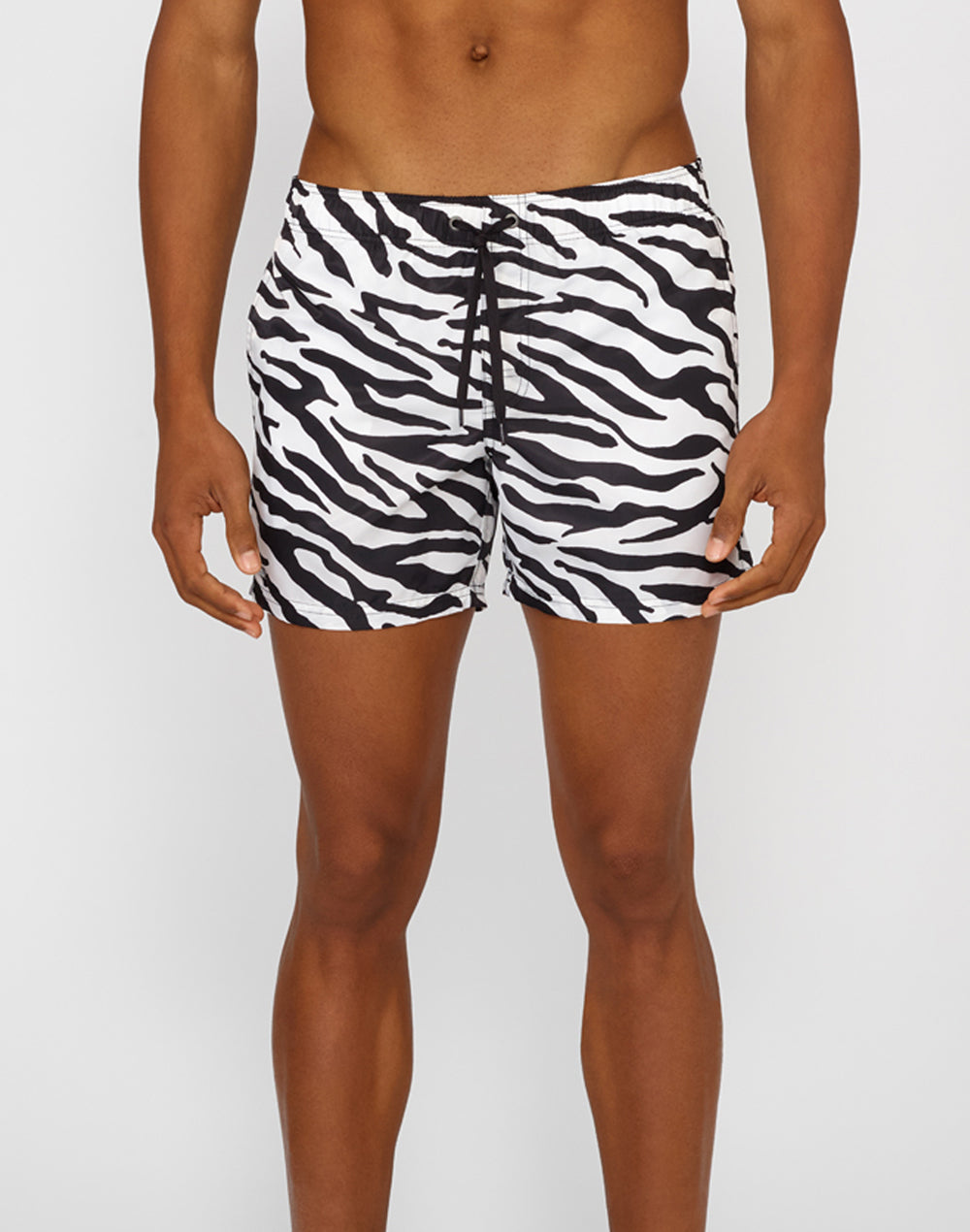 Zebra print hot sale swim trunks