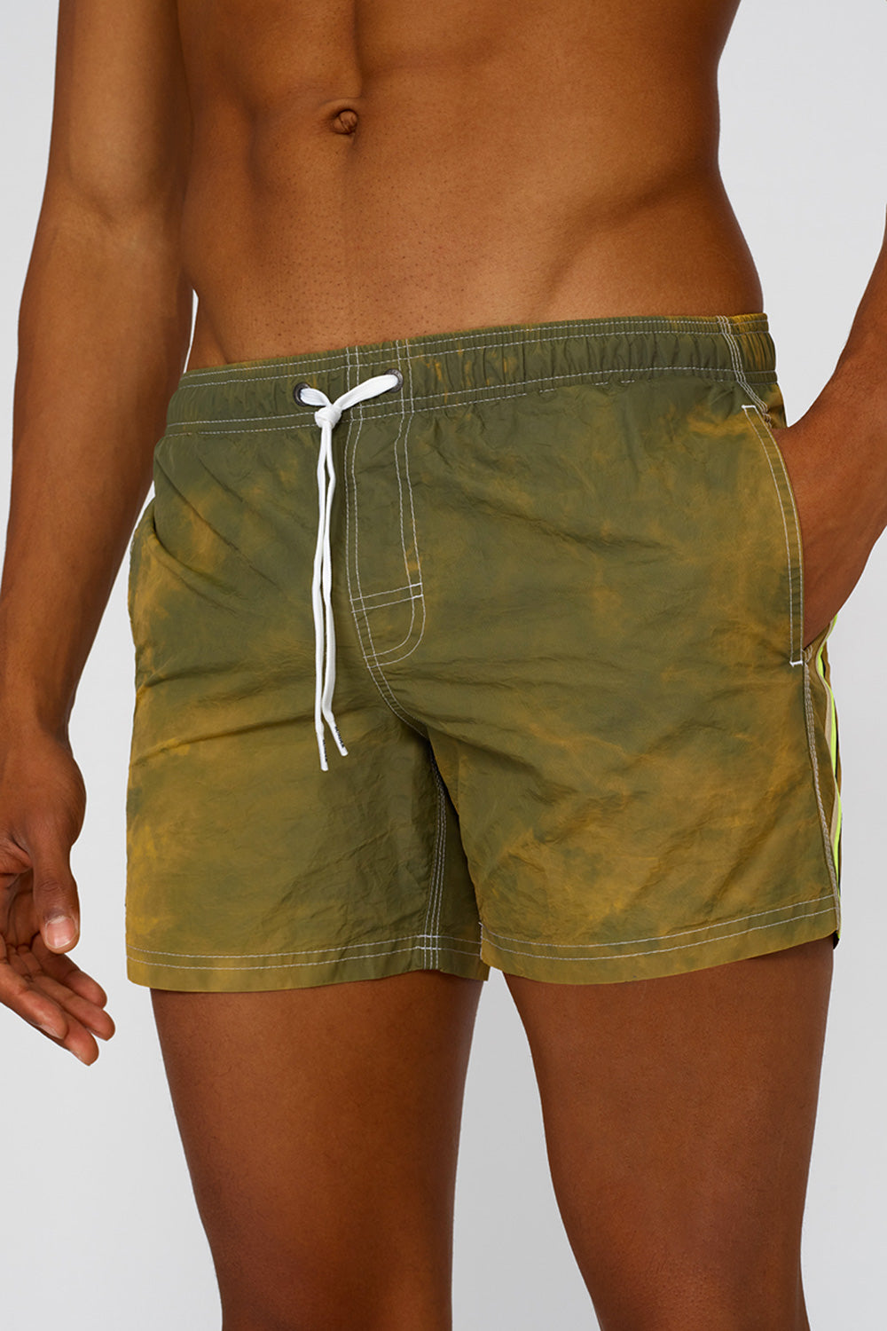 Sundek stone wash short swim shorts with an elasticated waistband