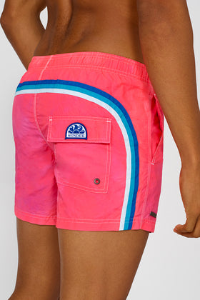 STONE WASH SHORT SWIM SHORTS WITH AN ELASTICATED WAISTBAND