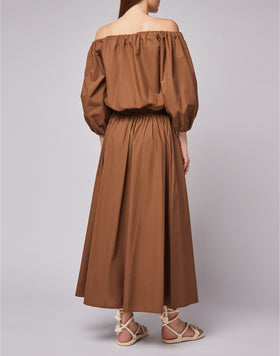 BLOUSE IN COTTON POPLIN AND BOAT NECK