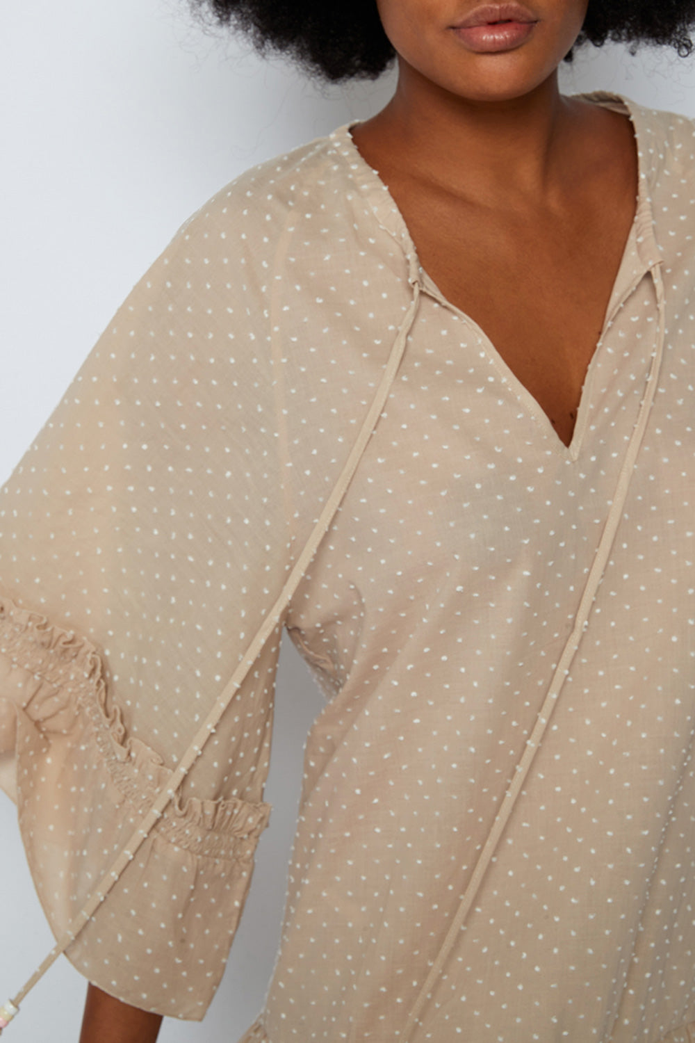 BLUSA IN COTONE CON MANICHE ARRICCIATE