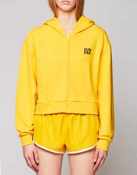 HOODED FULL ZIP FLEECE WITH LOGO PRINT