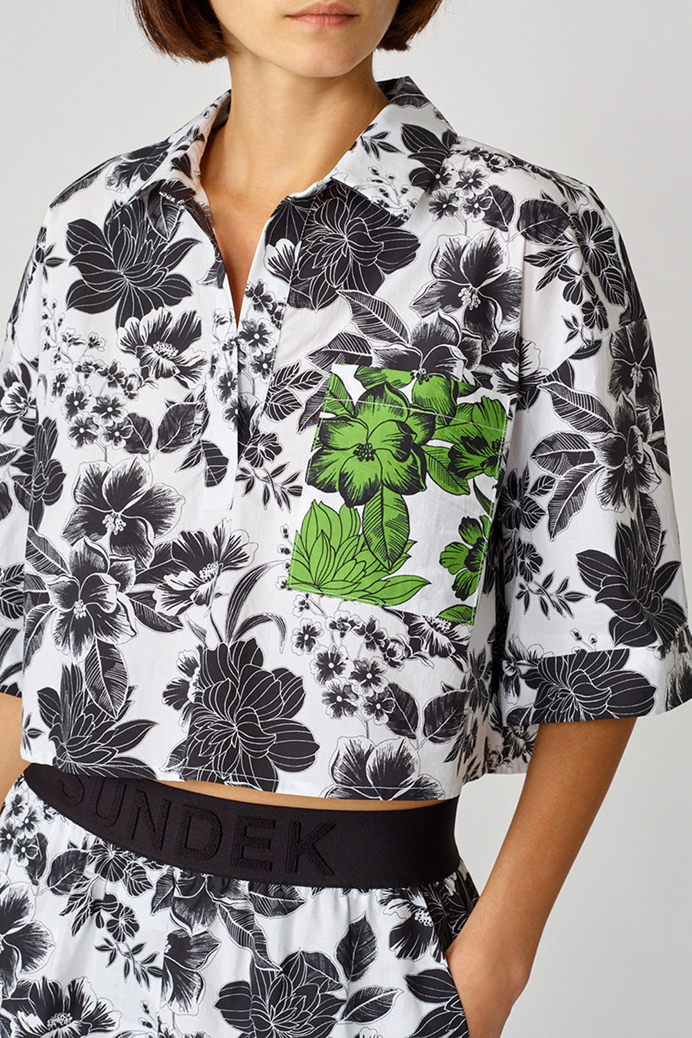 COTTON POPLIN SHIRT WITH FLORAL PRINT