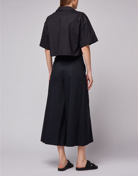 PANTALONI PALAZZO IN POPELINE A VITA ALTA