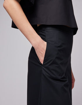 PANTALONI PALAZZO IN POPELINE A VITA ALTA