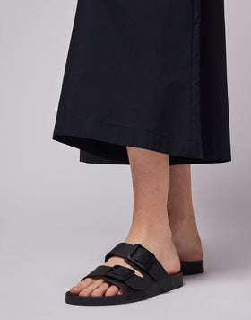 PANTALONI PALAZZO IN POPELINE A VITA ALTA